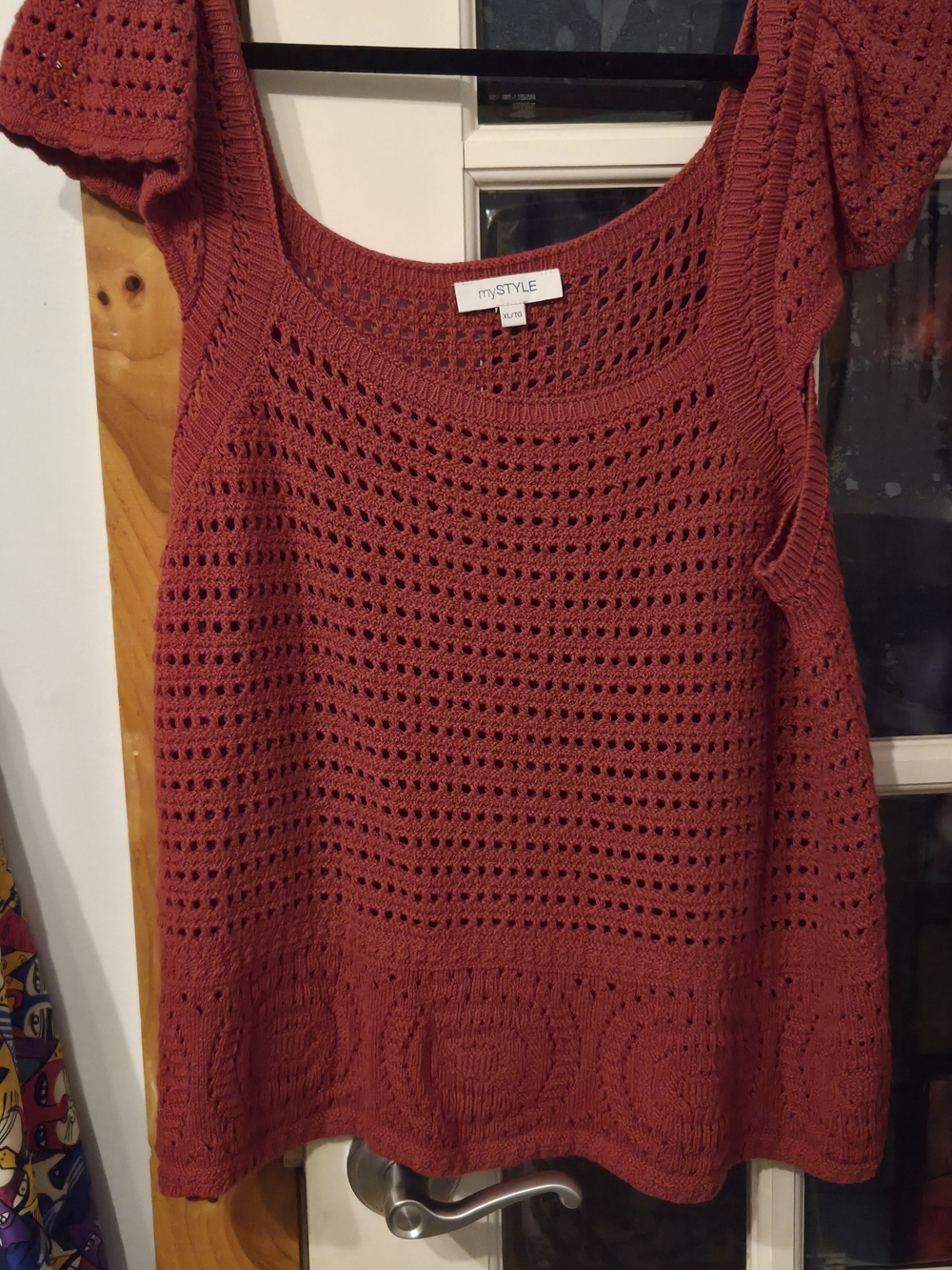 mySTYLE Rust Scoop-Neck Open-Knit Sweater Tank